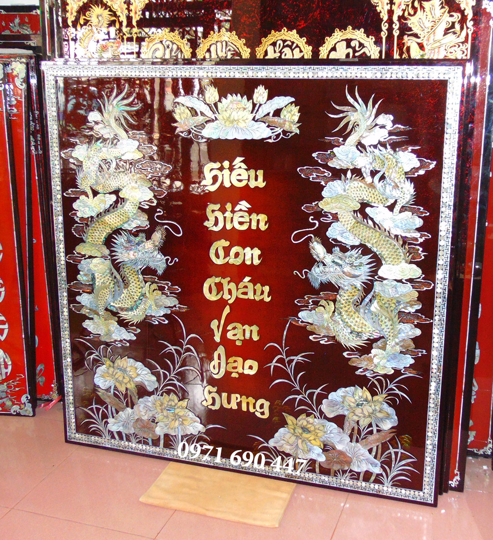 Tranh sơn mài Việt Nam - Tranh thờ cửu huyền thất tổ tháng 8 2023 (4)