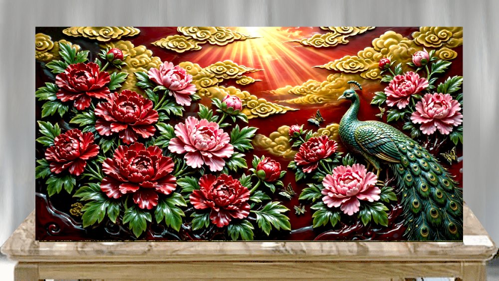 Tranh sơn mài Hoa Mẫu Đơn - A16