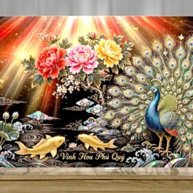 Tranh sơn mài Tặng khai trương tân gia vinh ho phú quý - A21