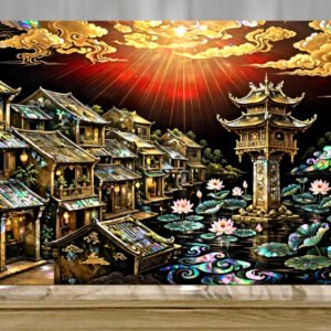 Tranh sơn mài treo phòng khách chùa một cột - A18