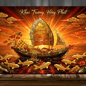 Mua tranh tân gia khai trương tranh sơn mài Thuận buồm -A01