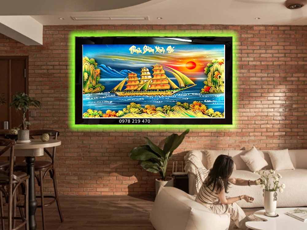 Tranh sơn mài tặng tân gia khai trương hồng phát ABD