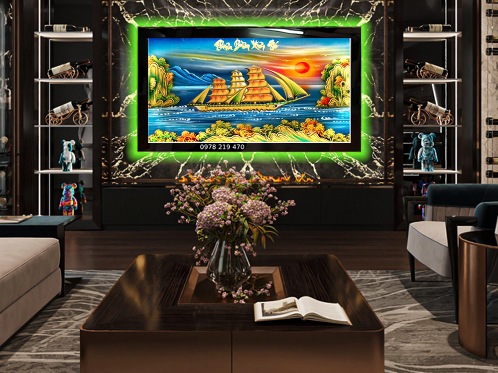 Tranh sơn mài tặng tân gia khai trương hồng phát ABD