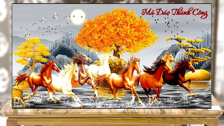 Quà tặng khai trương hồng phát TPHCM tranh chất liệu sơn mài kích thước 60x120cm - TG32 Giá giao 1500k -