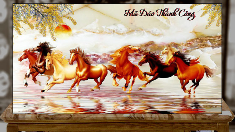 Tranh tặng quán ăn tranh khai trương mã đáo thành công AB