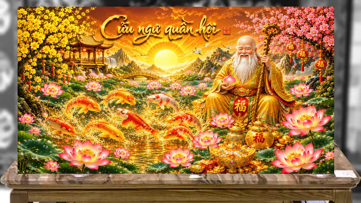 Tranh sơn mài cừu ngư quần hội - CN01 Tranh sơn mài cừu ngư quần hội - CN01