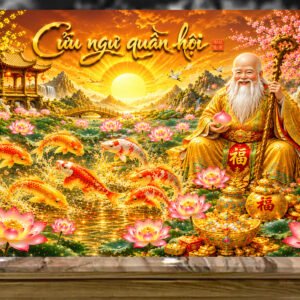 Tranh sơn mài cừu ngư quần hội - CN01