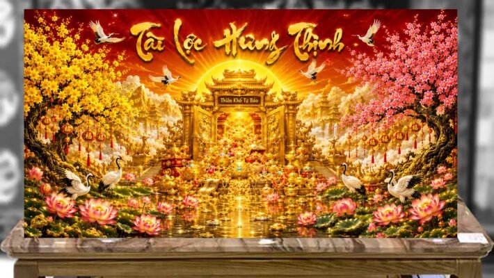 Tranh sơn mài tài lộc hưng thịnh - TL01