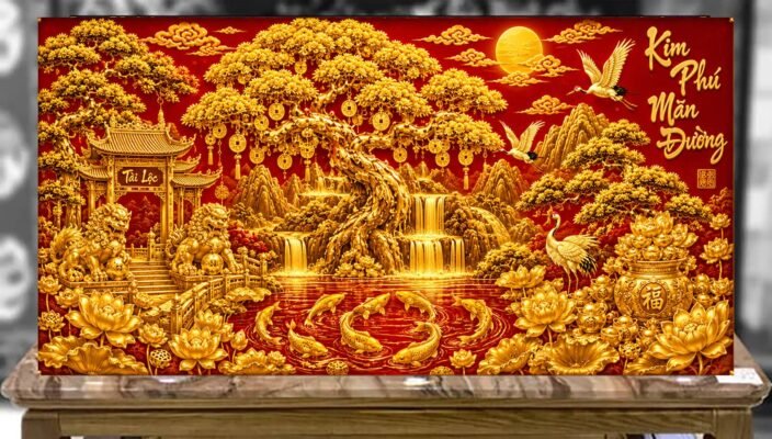 Tranh sơn mài tặng tân gia khai trương kim phú mãn đường - KP01