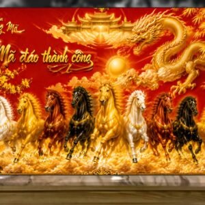 Tranh sơn mài tặng tân gia khai trương mã đáo - TG34