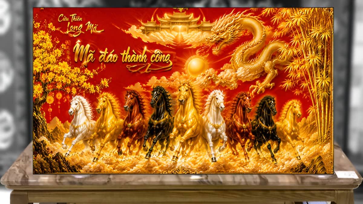Tranh sơn mài tặng tân gia khai trương mã đáo - TG34