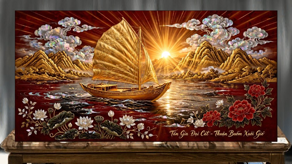 Tranh tặng khai trương công ty tranh sơn mài - A02