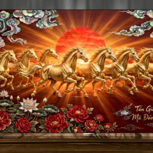 Tranh tặng khai trương tân gia hồng phát tranh sơn mài thủ công - A07